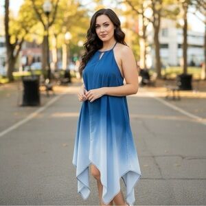 INC Denim Ombre Handkerchief Hem Dress - XL